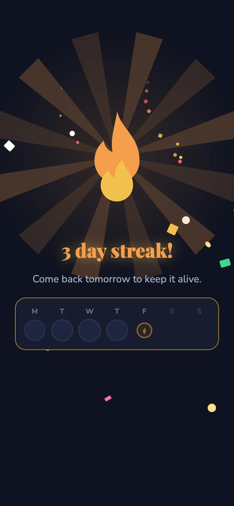 A three day streak celebration